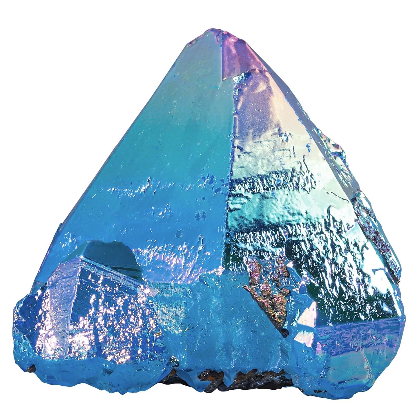 mookaitedecor Angel Aura Quartz Natural Rock Quartz Titanium Coated Crystal Points, Geode Rocks Crystal Cluster Stone Specimen for Meditation Home Decor, Blue