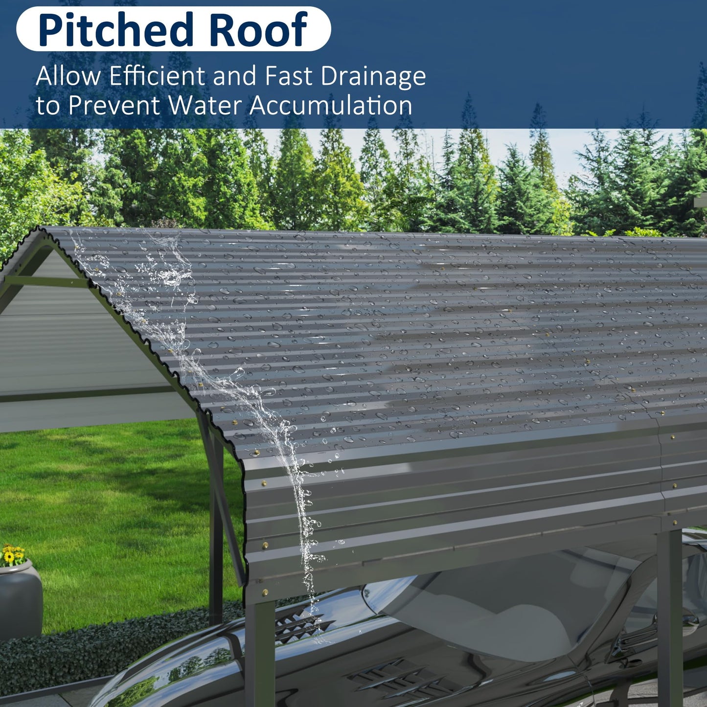 AIRWIRE 12x20 Metal Carport Carports with Enhanced Base Heavy Duty Garage Outdoor Galvanized Car Shelter for Car, Boats and Truck