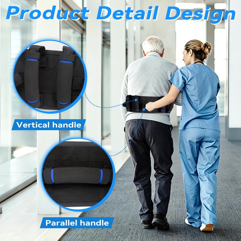 Gait Belts for Seniors, Gate Belt Medical for Elderly with 7 Handles, Patient Transfer Belt, Lift Belts Physical Therapy with Quick Release Buckle Standing Aids & Support for Elderly Safety Belt