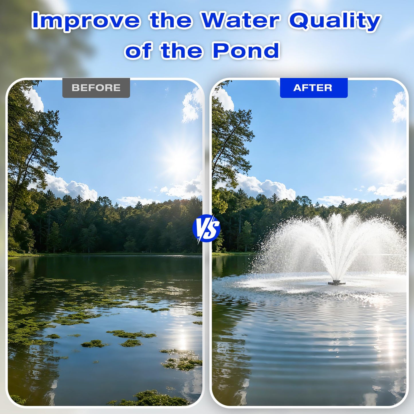 Ceelpeopar Stainless Steel Metal Pond Fountain Aerator, 1HP 110V 15000 GPH Fountain Pump, 100 FT Power Cord, Automatic Aerating Fountain Pump with Programmable Timer for Outdoor Large Ponds & Lakes