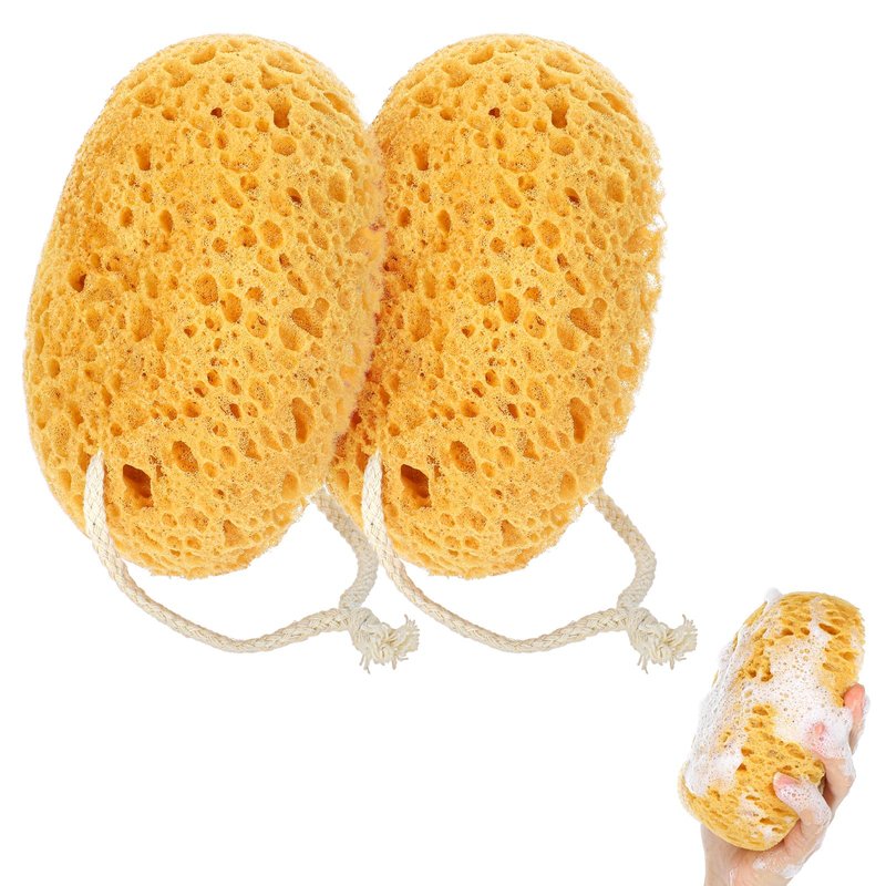 Wanmu 2Pcs Bath Sponge, 6.1 Inch Soft Exfoliating Body Scrubber Shower Sponges, Large Foam Loofah Face Puff for Women, Men, Teenager Body Cleansing Supplies