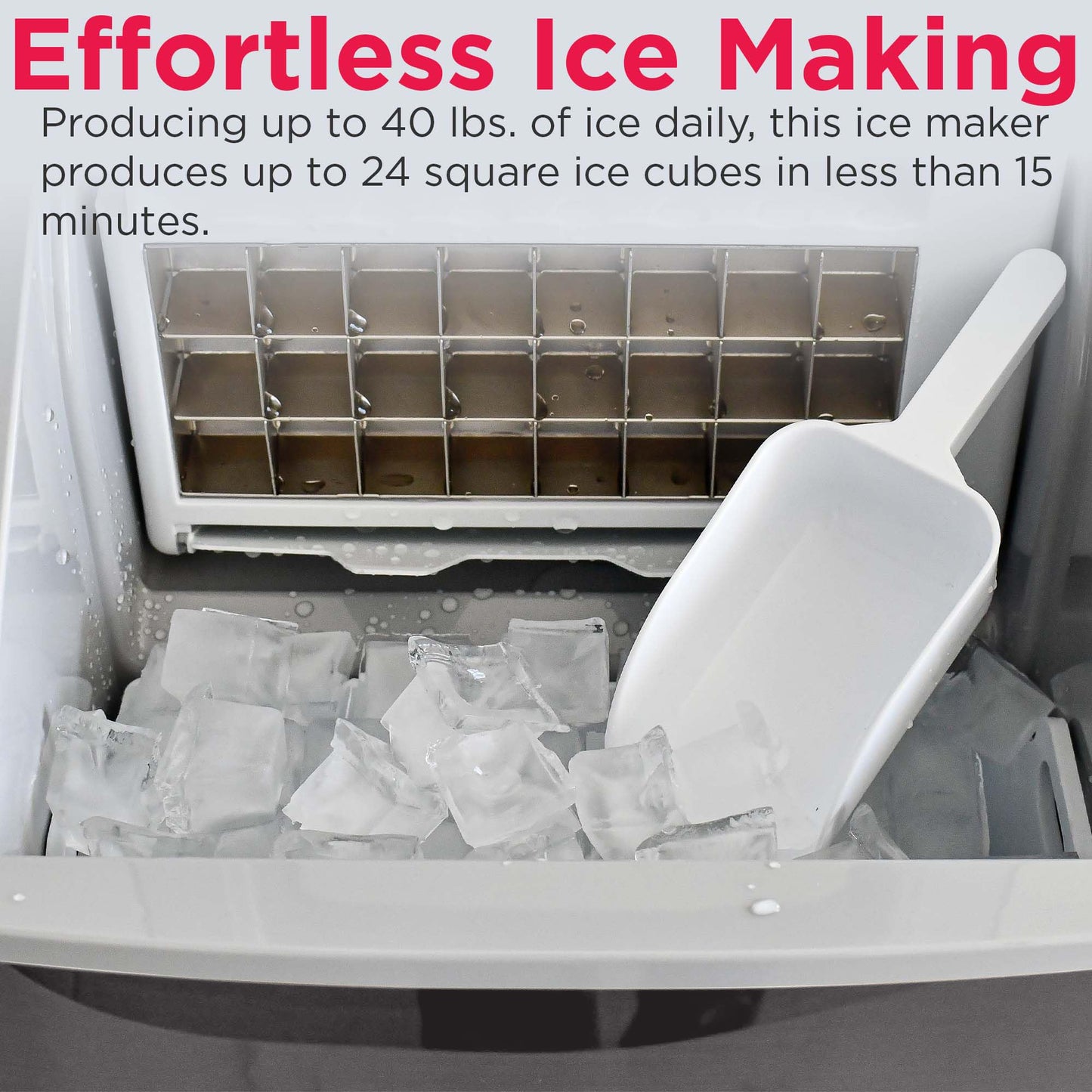 FRIGIDAIRE EFIC452-SS 40 Lbs Extra Large Clear Maker, Stainless Steel, Makes Square Ice