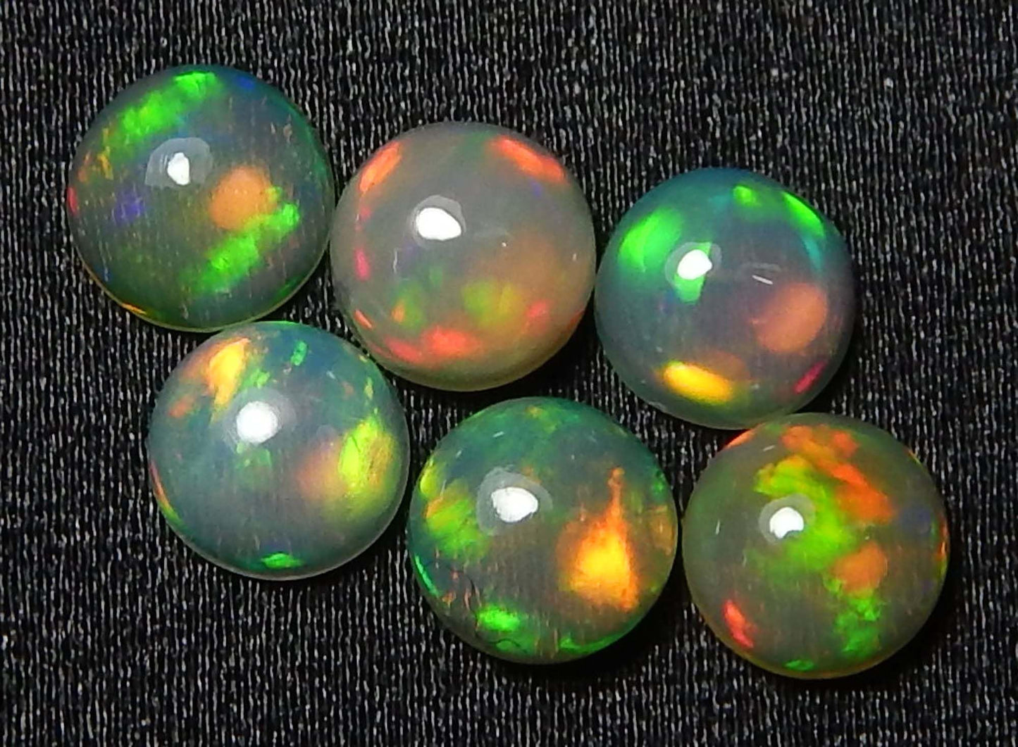 Myhealingworld Natural Ethiopian Opal 5mm round cabochon AAA quality loose calibrated gemstones for jewelry making round 5mm - 6 Stone