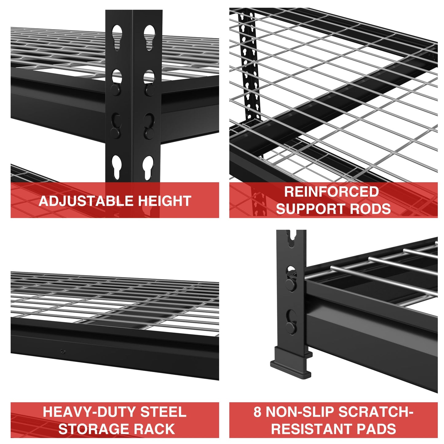 WORKPRO 4000 lbs 5-Tier Metal Shelving Unit, 72”H x 48”W x 24”D, Heavy Duty Adjustable Storage Rack, for Garage, Basement, Warehouse, Workshop