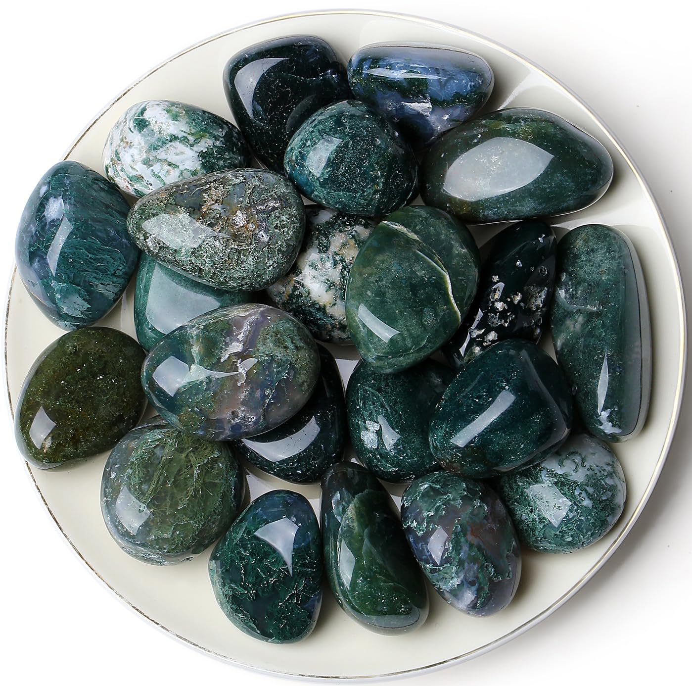 QINJIEJIE 0.9LBS Aquatic Agate Polished Stones Tumbled Crystals Bulk Gemstones Healing Crystal Rocks Set Decorative Landscape Quartz Bottom Decoration Reiki Natural Stone for Vase Meditation Gifts