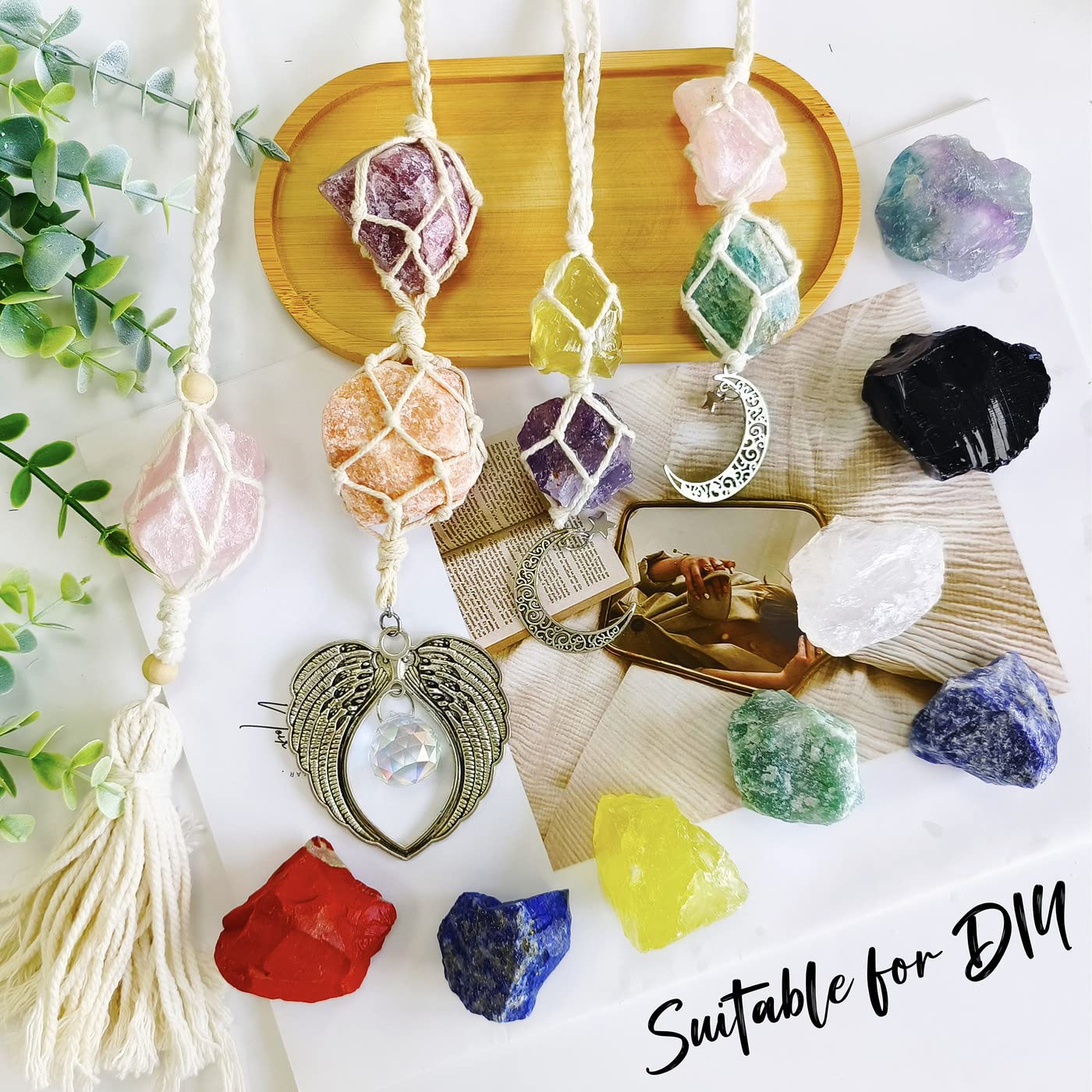 ZHIYUXI 2" Tiger Eye Green Aventurine Obsidian Lapis Lazuli Raw Crystals Bulk Crystals and Stones Large Crystals Rocks for Tumbling Witchcraft Wire Wrapping Fountain Rocks Cabbing Room Decor 4Pcs