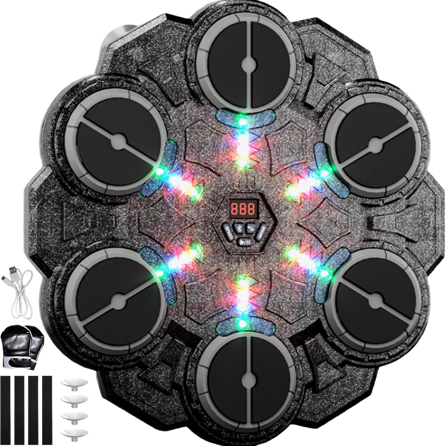 Smart Music Boxing Machine with Gloves Wall Mounted LED Kids Teens Adults, Boxing Target Machine, Smart Punching Target Workout Punching Machine for Kids 3 4 5 6 7 8 9 10 11 12+ Years Old