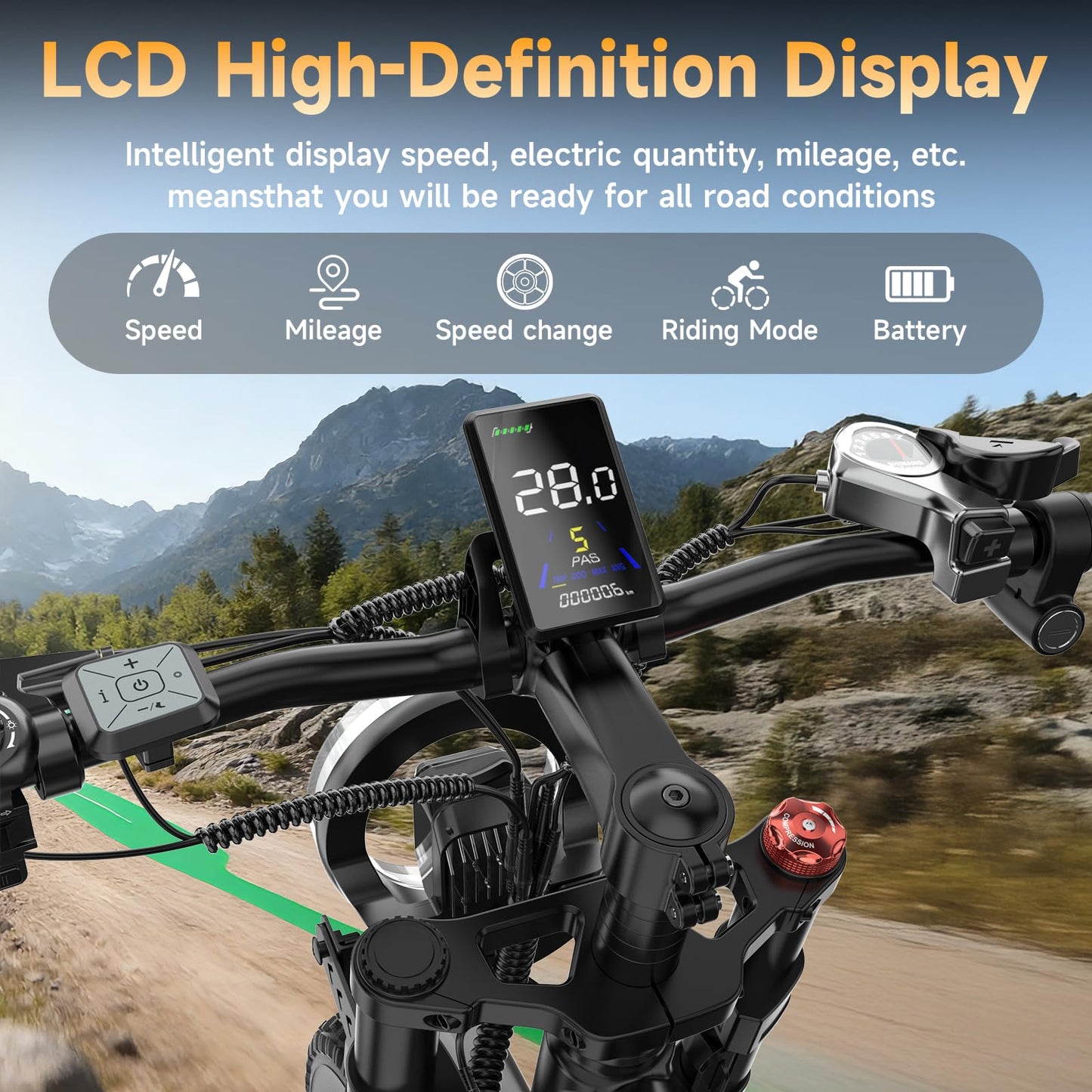 HiKeep Electric Bike for Adults - 20 x 4 Inch Fat Tire, 750W/Peak 1500W Motor, 48V15.6AH Detachable Battery, 4 Riding Modes Electric Dirt Bike, 7 Speed Electric Motorcycle, 28MPH UL 2849 Certified