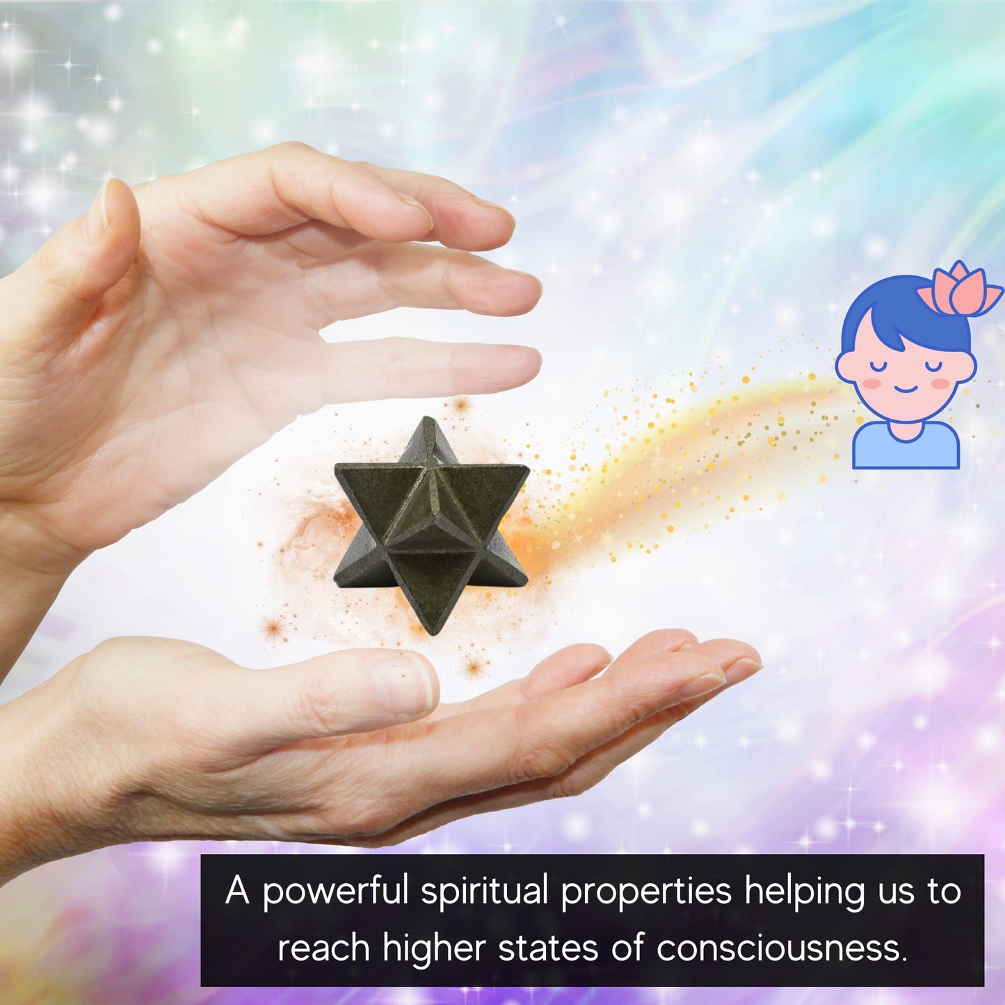 Amazing Gemstone Pyrite Merkaba Crystal - 0.75 Inches Metaphysical Merkaba Star for Meditation - Energetic Tetrahedron Crystal and Healing Stones for Spiritual Growth and Healing (15-20mm)