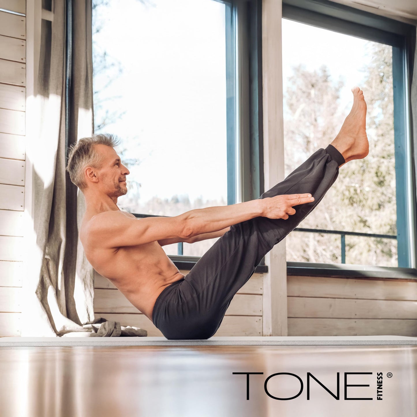 Tone Fitness Premium Extra Thick 1-Inch High Density Exercise Mat with Carry Strap – Non-Slip Workout, Pilates, and Yoga Mat for Home Gym - Color Teal - Diamond Pattern