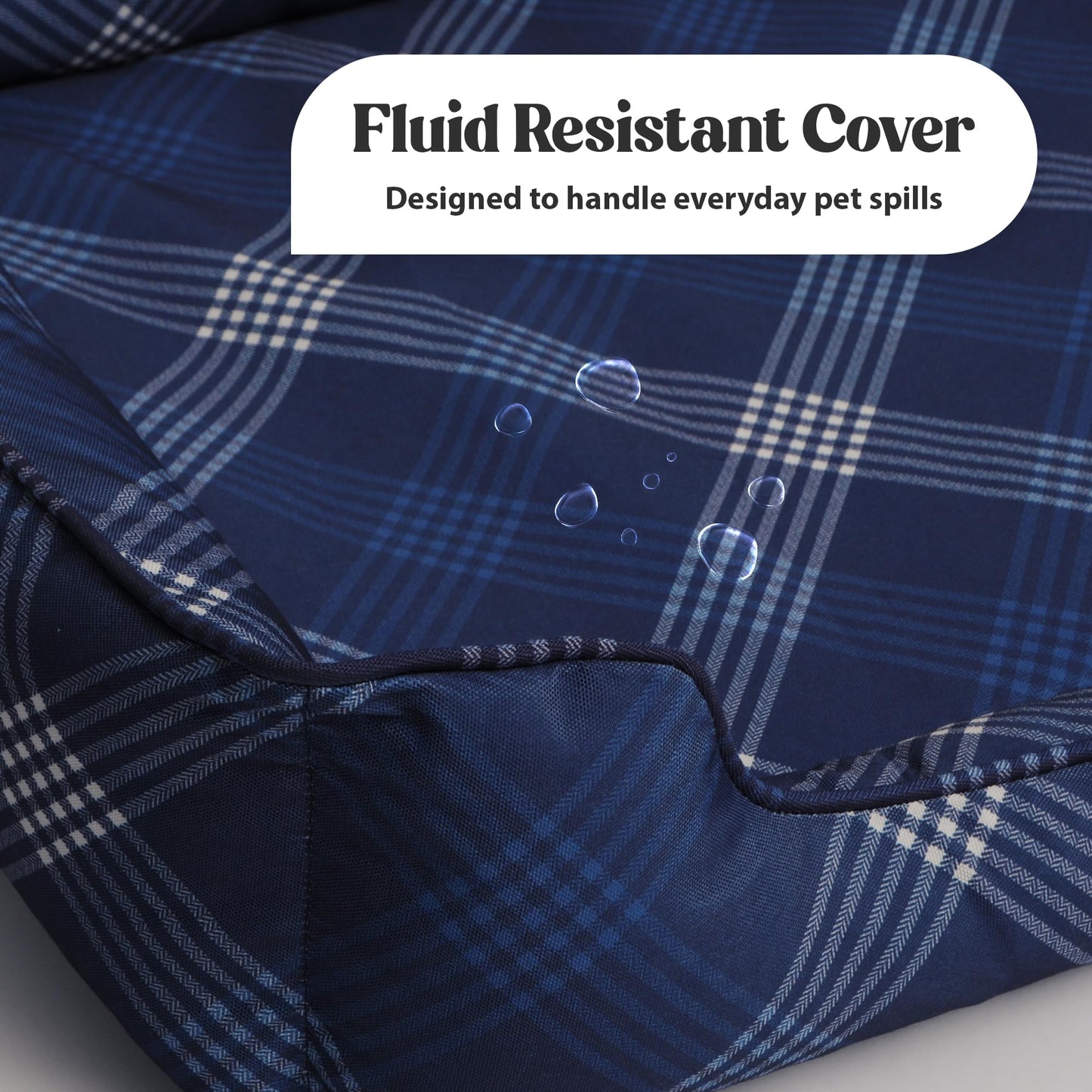Pupstilo Orthopedic Bolster Dog Bed – CertiPUR-US Foam, Recycled Polyester Canvas, Washable Cover, Anti-Slip Bottom, Large, Navy Plaid – Stylish Designer Dog Sofa