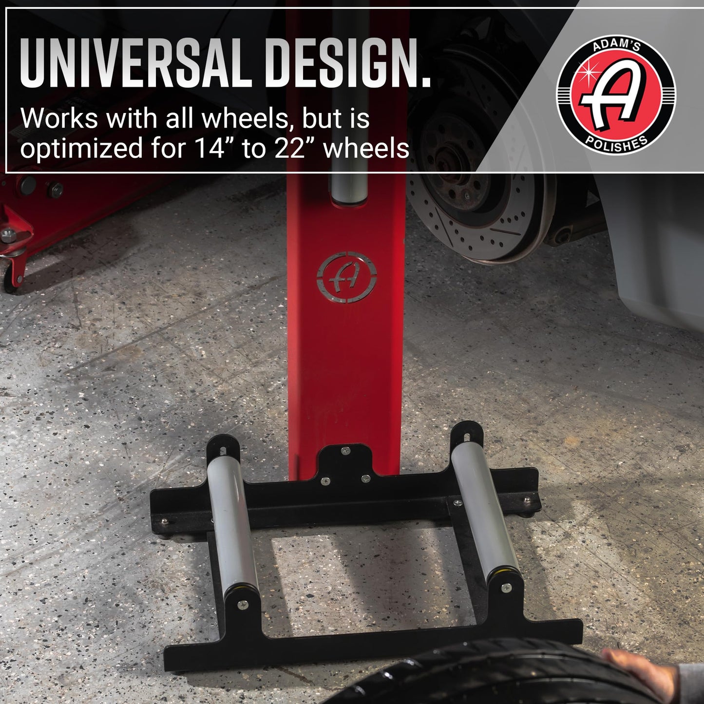 Adam's Polishes Rolling Wheel Detailing Stand - Wheel & Tire Car Detailing Roller for Cleaning, Ceramic Coating, Applying Tire Shine & Car Wheel Wash | Garage Accessory for Detailers