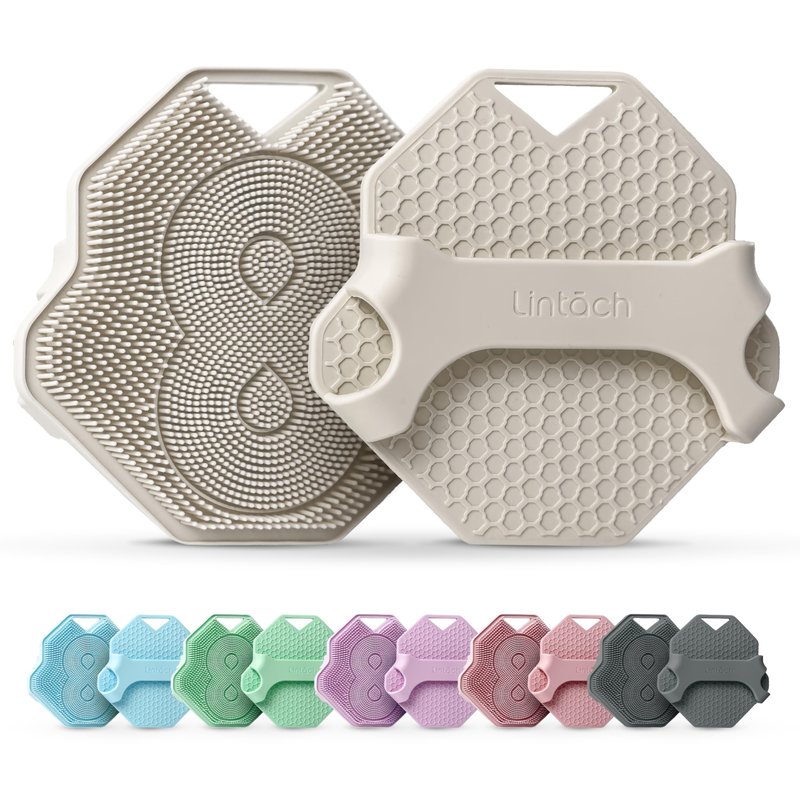 Silicone Shower Scrubber for Body – Exfoliating Loofah Alternative, Zinc & Silver-Infused, Hygienic & Gentle for Sensitive Skin, Durable & Long-Lasting Body Scrubber for Men - White Sand