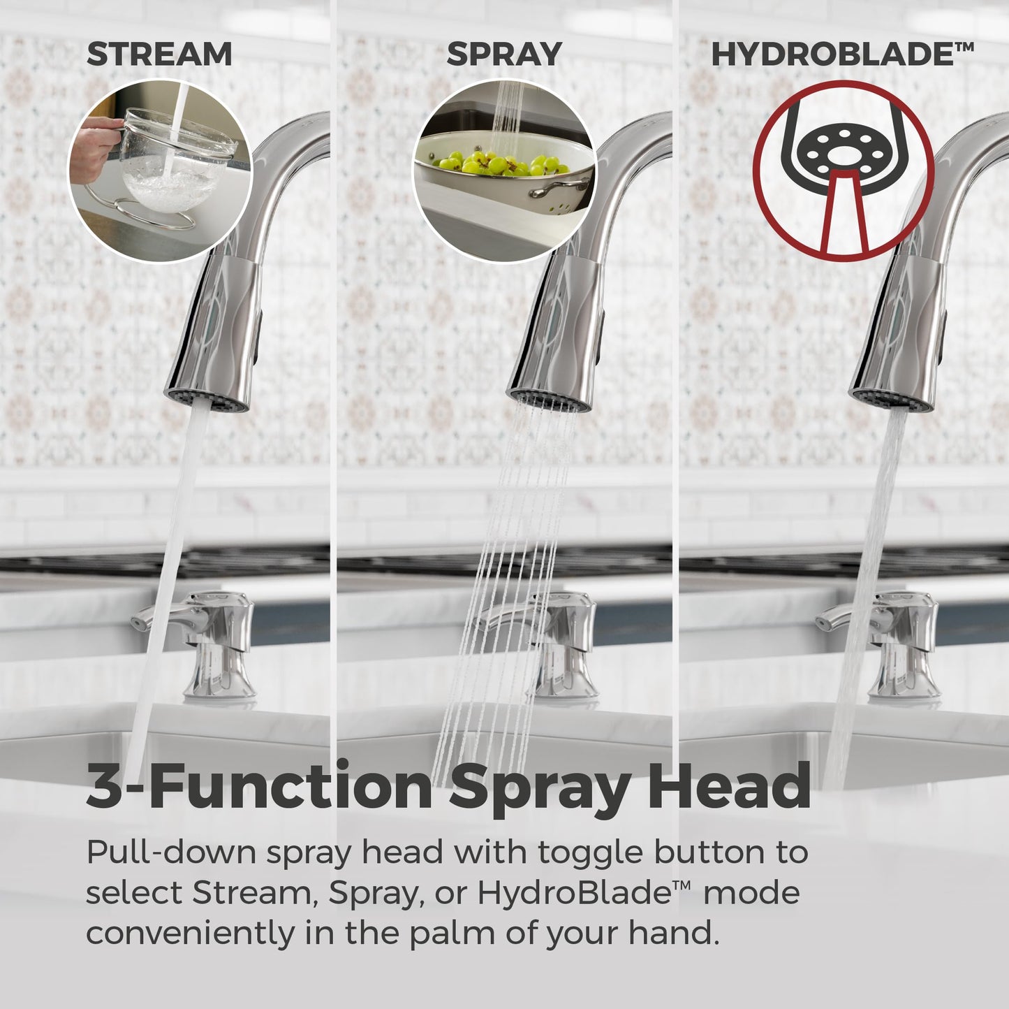Pfister Alderwood Kitchen Faucet with Pull Down Sprayer and Soap Dispenser, Single Handle, NSF Certified, Polished Chrome Finish, F5297AWC