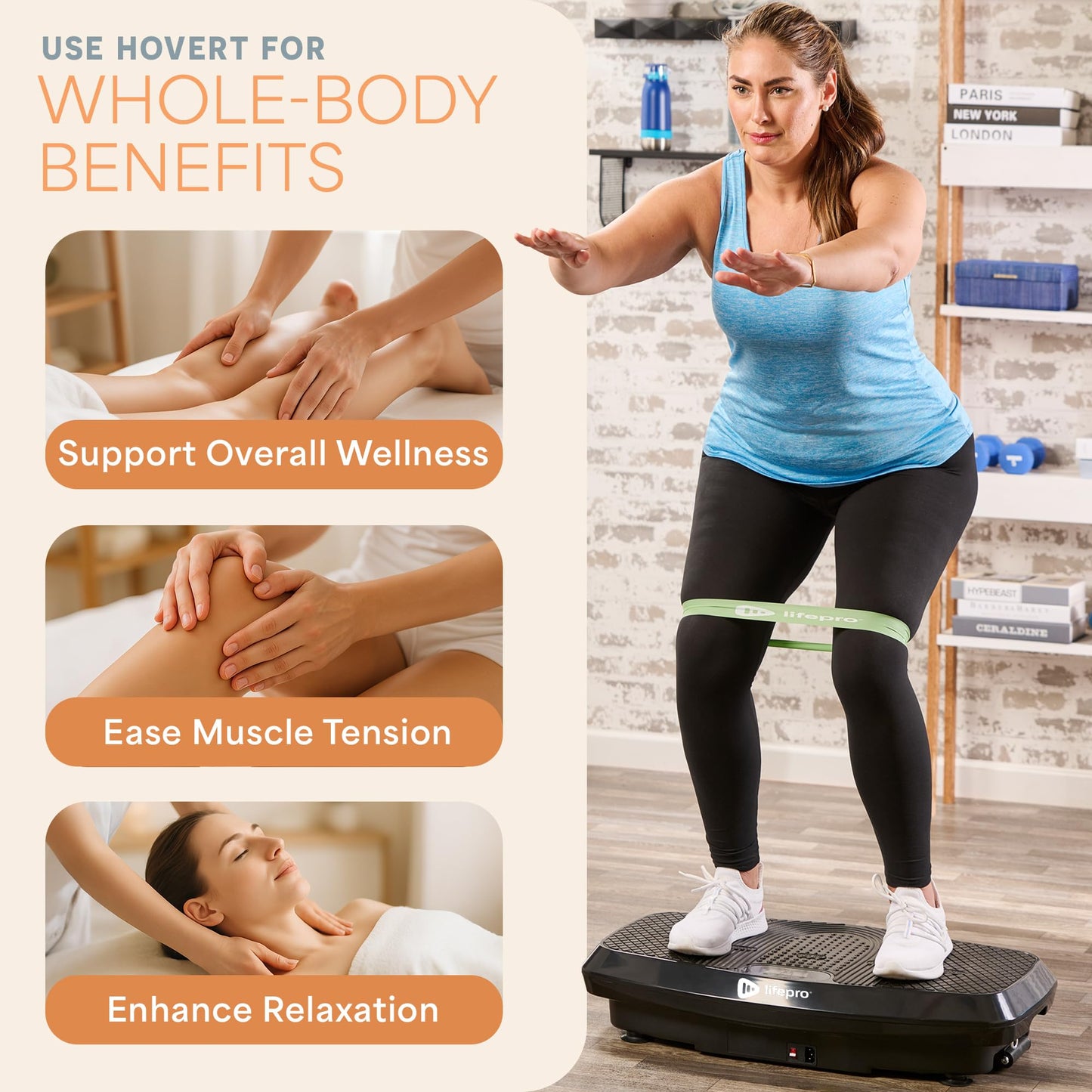 LifePro Hovert 3D Vibration Plate Machine - Dual Motor Oscillation, Lateral + 3D Motion Viberation Platform Machine - Full Whole Body Vibrarating Machine for Home Exercise & Fitness (Black)