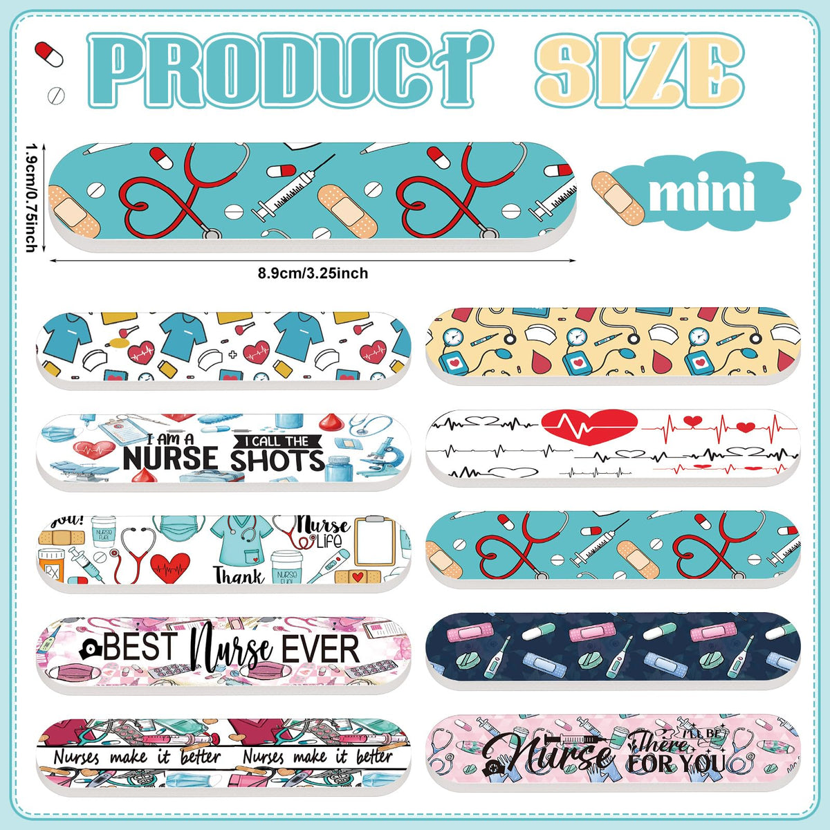 Lanties 50 Pcs Nurse Gifts for Women Bulk Rn Appreciation Nail File Bulk Mini Nursing Emery Board Nail Files Nurse Appreciation Gifts for Nurses' Week Female Dental Medical Assistant