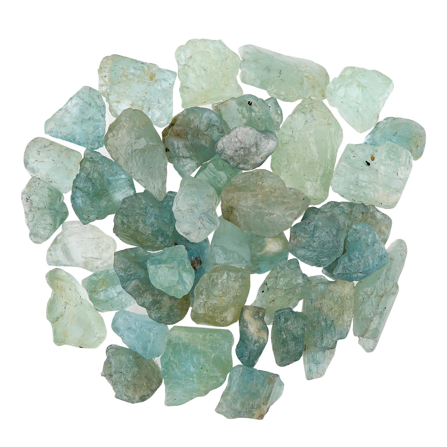 GEMSYMPHONY 50 Carat Raw Aquamarine Loose Gemstone Lot – 7 to 9 Pcs Natural Uncut Blue Crystals, Rough Healing Stones for Jewelry Making Supply, Meditation, Reiki & Chakra Balancing 10-20 mm