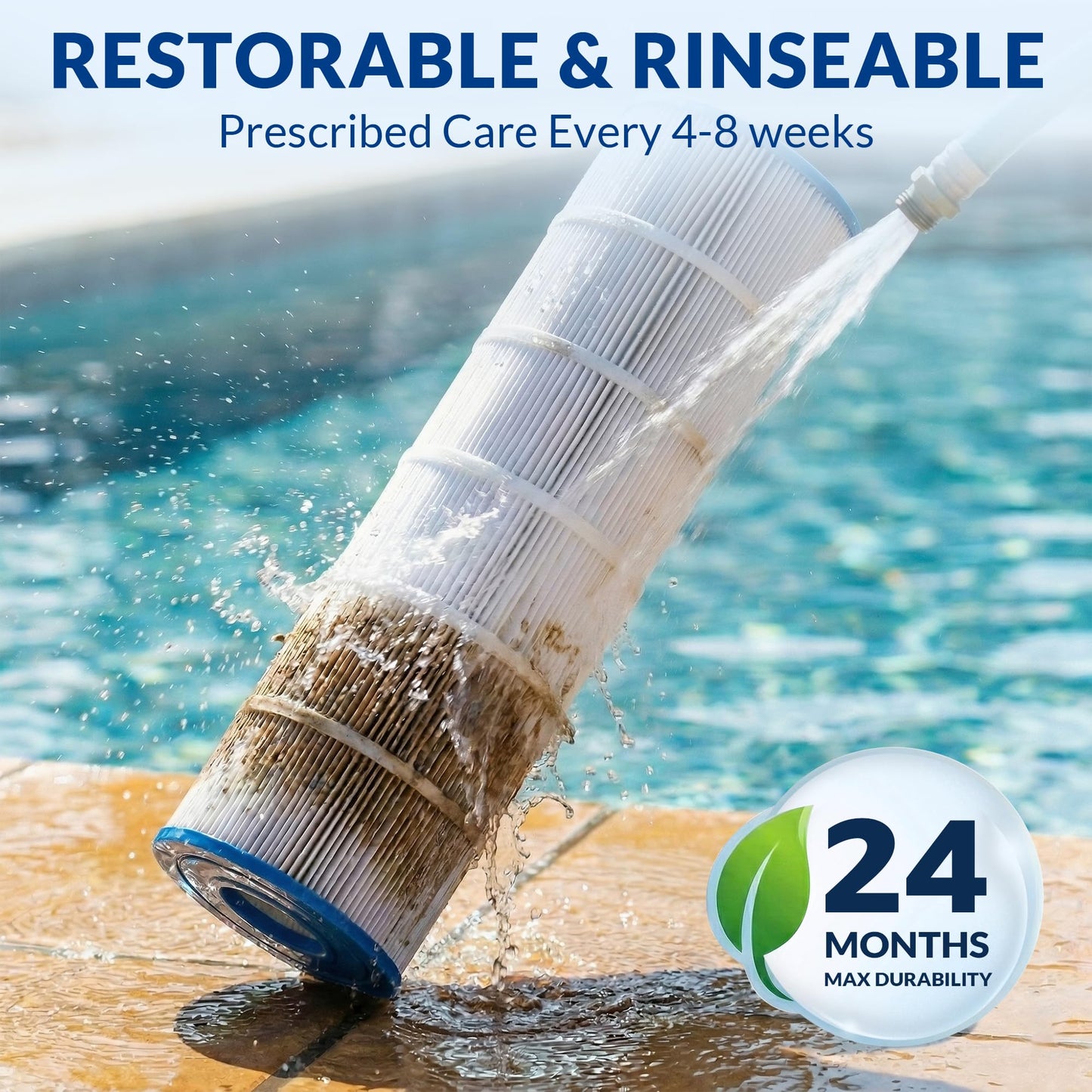 Swimara Pool Filter Cartridge, 5oz Trilobal Heavy-Duty Fabric, Ultra Series, Compatible with Hayward SwimClear C150S, Replacement for CX150XRE CS150E PA150S, 150 Sq. Ft. (10.1" Dia)