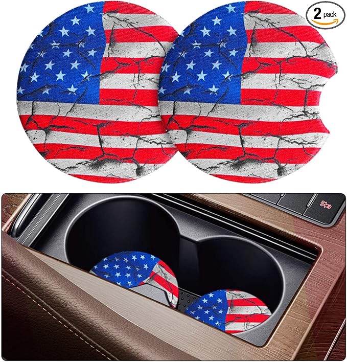 Moly Magnolia 2 Pack Car Coasters for Drinks Absorbent - 2.75 Inch Cute Car Cup Holder Coasters for Women, Removable Cup Holder Coaster for Women Girls, Car Interior Accessories (Style F)