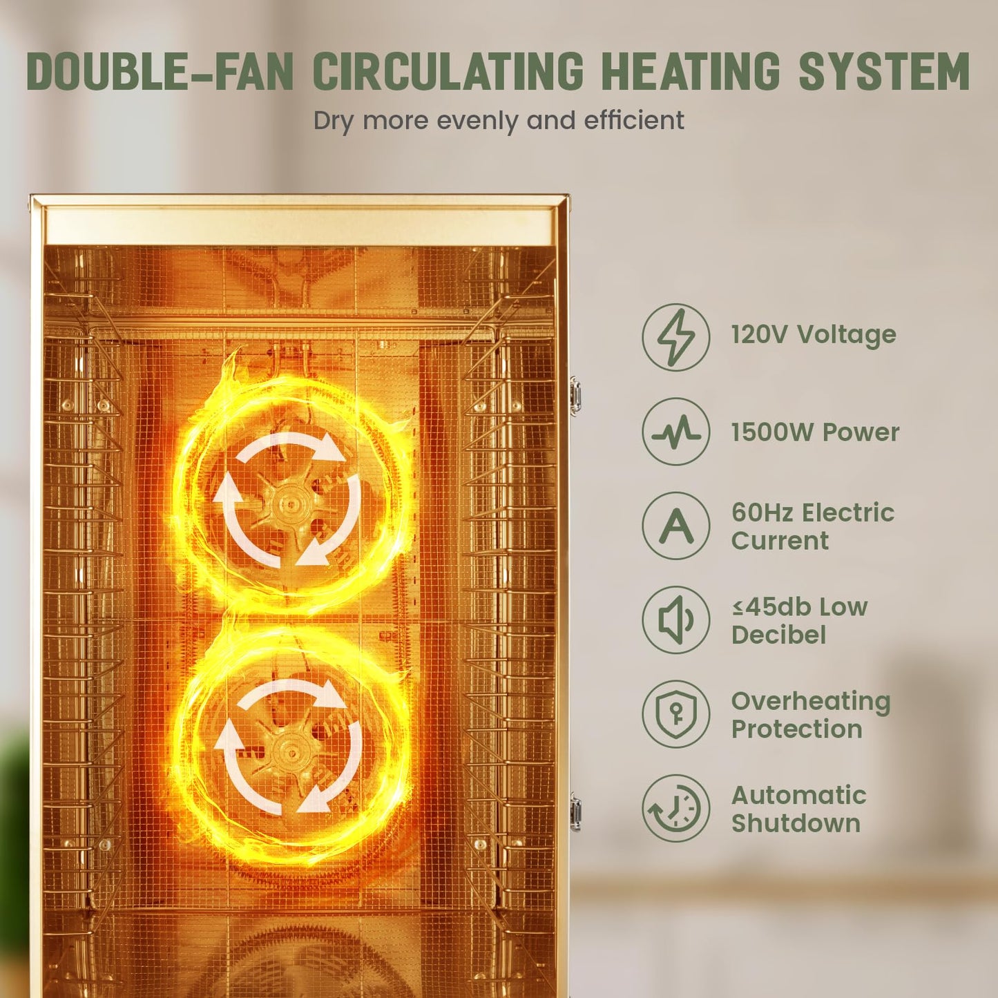 Commercial Food-Dehydrator Machine 16 Trays, 27.28ft² Large Meat-Dehydrator for Food Dryer 70ºF-190ºF,Stainless Steel Fruit Dryer for Jerky, Beef, Herbs