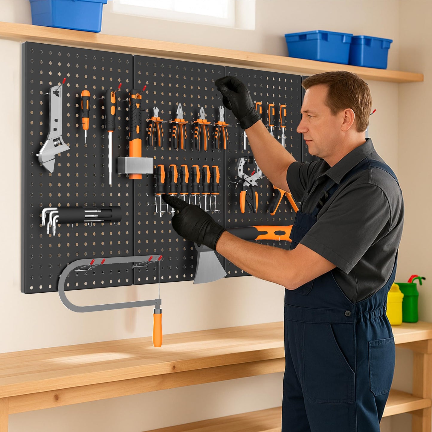 Ultrawall 4 Pack Metal Peg Board Panels with Hooks, Pegboard Wall Tool Organizer for Garage, 84pcs Peg Board with Accessories, 24"X12"""