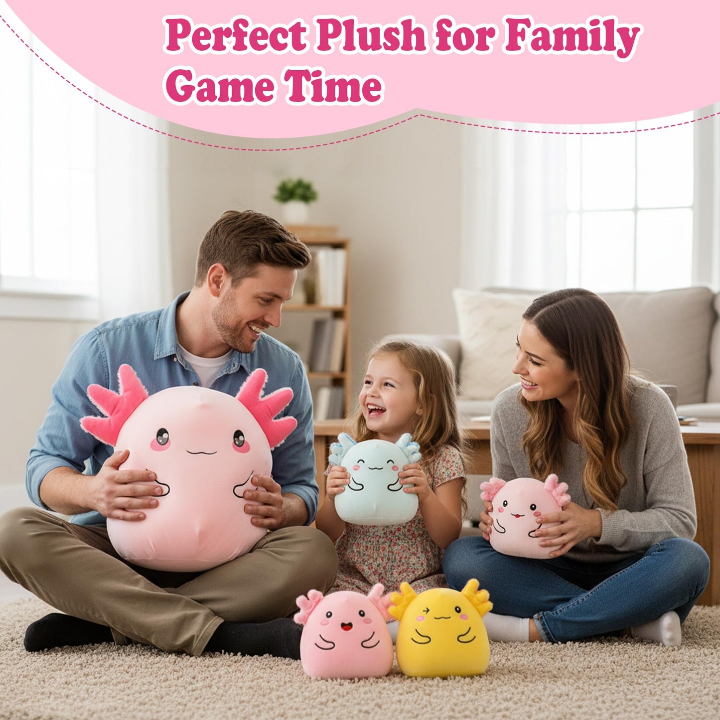 Axolotl Plush with 4 Babies Inside - 13 Inch Mommy Axolotl Plush Interactive 4 Colorful Baby in Tummy 5-Piece Cute Big Axolotls Adopt Toy Plushies for Girls Boys 0-8 Kids Birthday Baby ShowerGift
