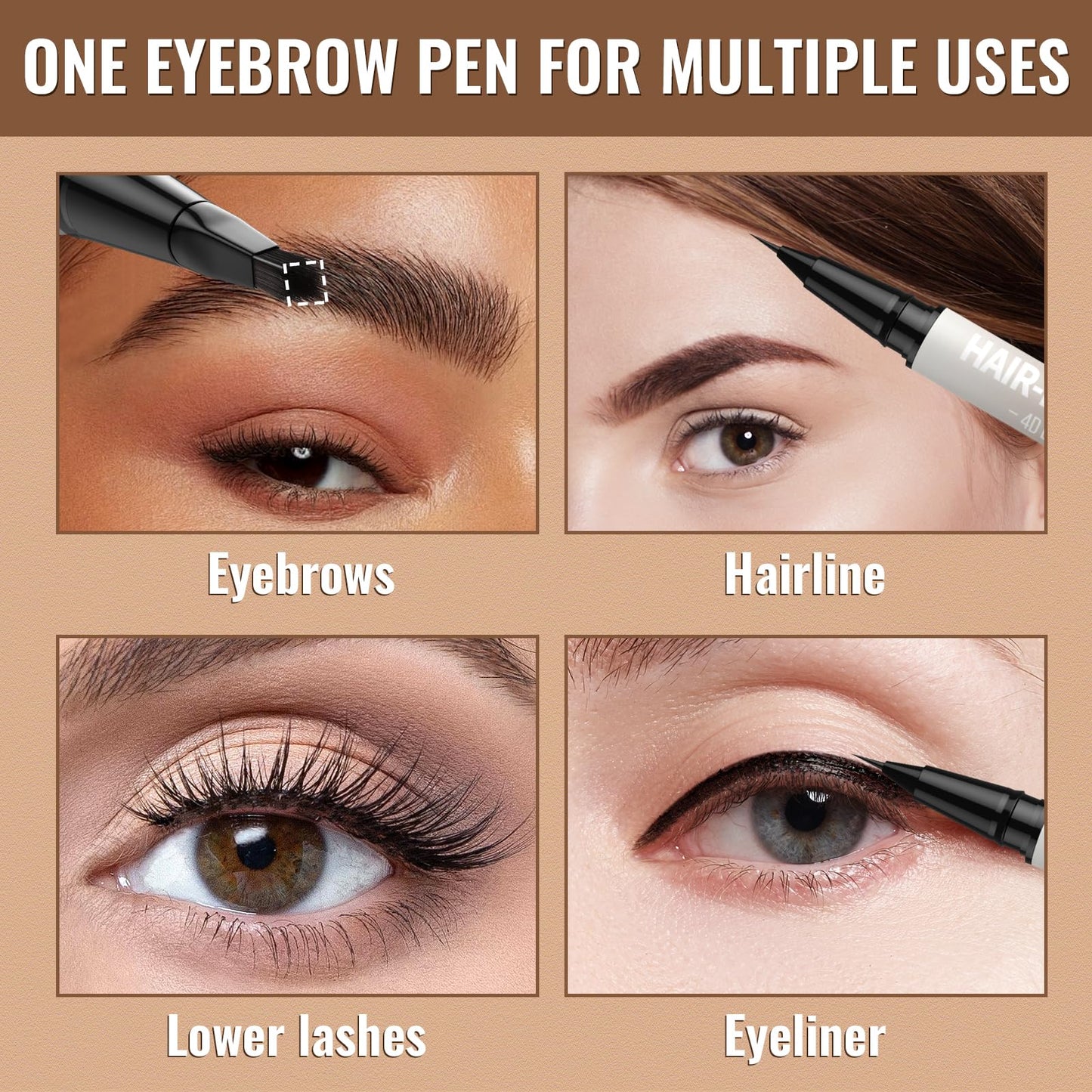 iMethod Eyebrow Pen - Eyebrow Pencil,2-in-1 Eyeliner Dual-Ended Brush-Tip Microblading 4d Eyebrow Pencils for women,Long Lasting Waterproof Hair-Like Brow Pencil,with Eyebrow Brush,Brown