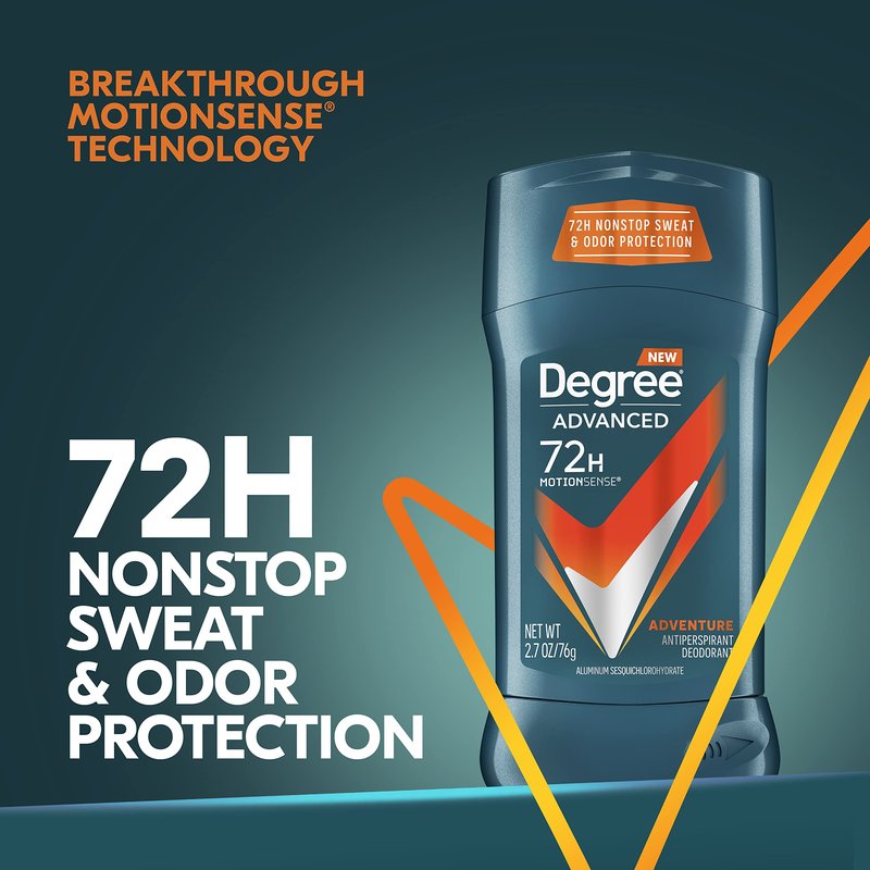 Degree Men Antiperspirant Deodorant Adventure Antiperspirant For Men With MotionSense Technology 2.7 oz, Pack of 4