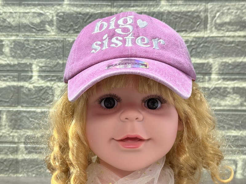 Horpe Big Sis Hat for Girls, Pride Gifts for First Time Sister, Sibling Love Gifts for Kid, Adjustable Cotton Washed Pink Baseball Cap