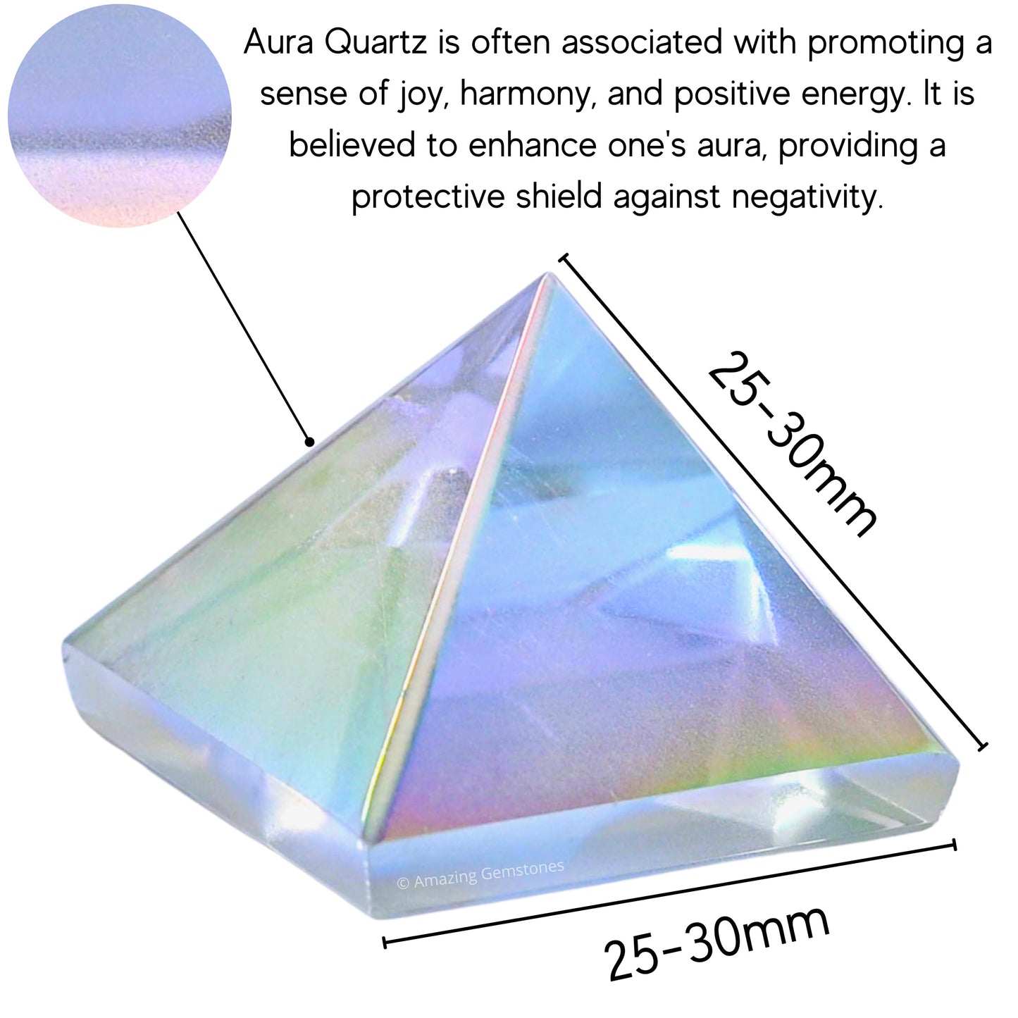 Amazing Gemstone Angel Aura Quartz Pyramid Crystal Healing Stones - 1" Great Pyramid Figurine of Natural Stone Pyramid for Meditation, Reiki, Chakra Balancing and Crystal Pyramids Grid