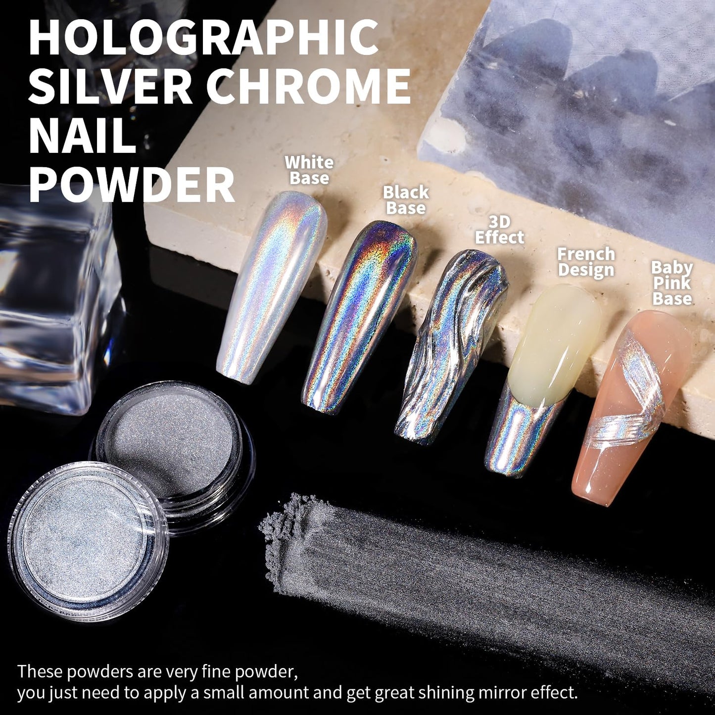 Teenitor Chrome Nail Powder Kit, 14 Pots Nail Chrome Powder with Nail Charms and Gems, Gold Chrome Nail Powder, Silver Red Mirror Effect Crome Powder for Gel Nails, Nail Supplies Nail Design Tools