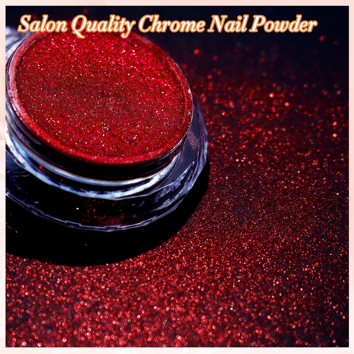 FNNZ Chrome Nail Powder, Red Metallic Nail Powder Pigment Premium Mirror Effect Salon Nail Art Glitter Dust for Valentines Gel Polish Decoration Home DIY Nail Manicure Supplies
