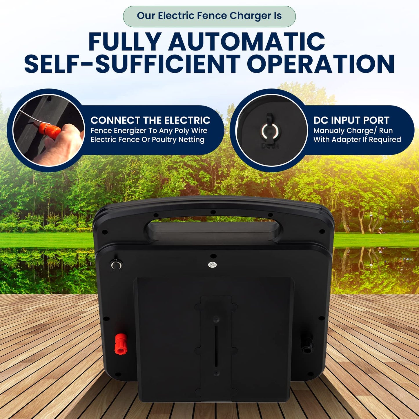 My Animal Command Solar Powered Electric Fence Charger 0.5 Joules Output (9-10KV) with Lithium Battery Energizer Containment & Protection of Livestock Horses Cattle Sheep Pets Easy Install