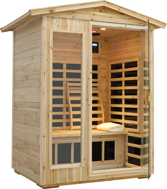 LTCCDSS Low EMF Outdoor Sauna 2 Person, Far Infrared Sauna Room for Home, Soft Fir Wood, Chromotherapys | Bluetooth Speakers | 47.2 * 81.1 * 37.0 in