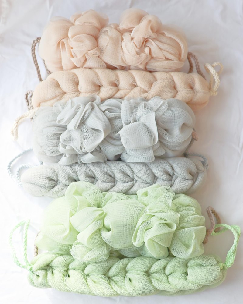6 Packs Mesh Bath Sponge with Rope Handles, Long Stretch Exfoliating Back Scrubber, Pastel Colors