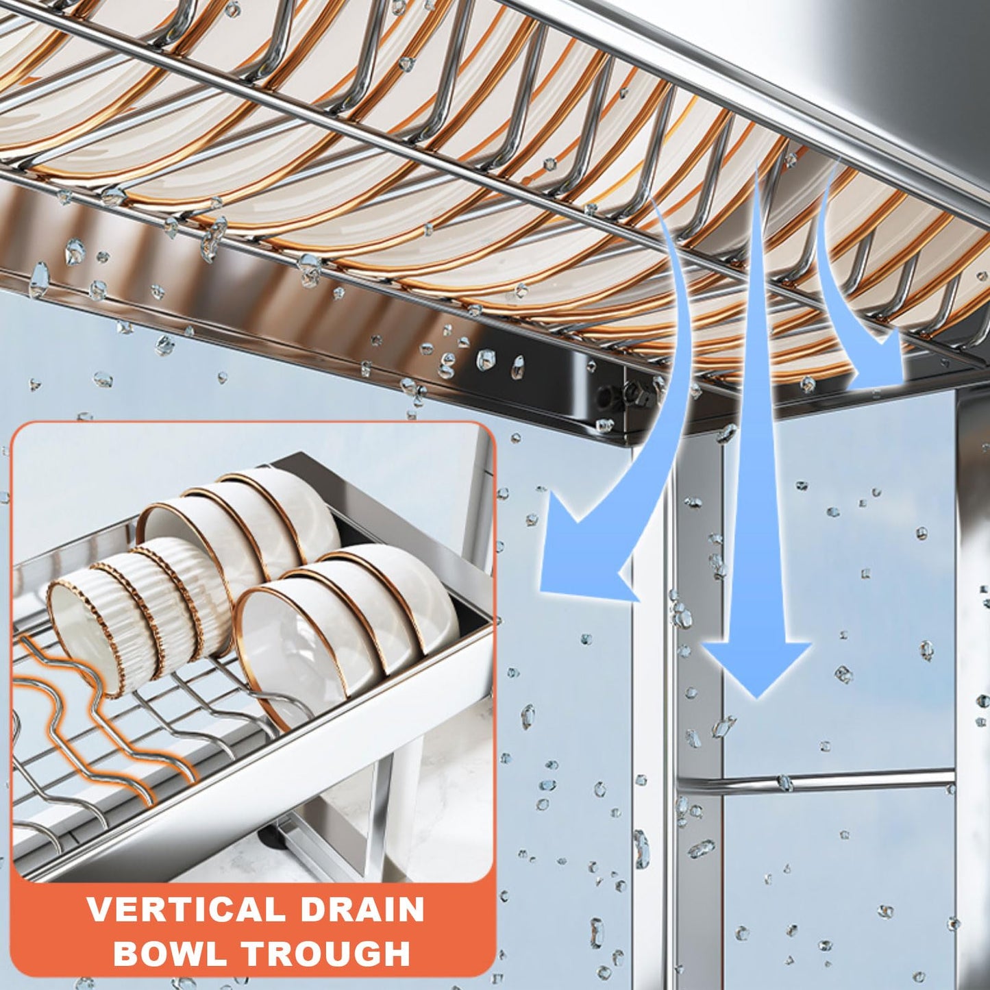 ATQIK Over Sink Dish Drying Rack 3 Tier Dish Drying Rack Full 304 Stainless Steel Large Storage Kitchen Dish Rack Expandable Drainer Shelf Rack for Kitchen Counter Above Sink Organizer（23"-39"