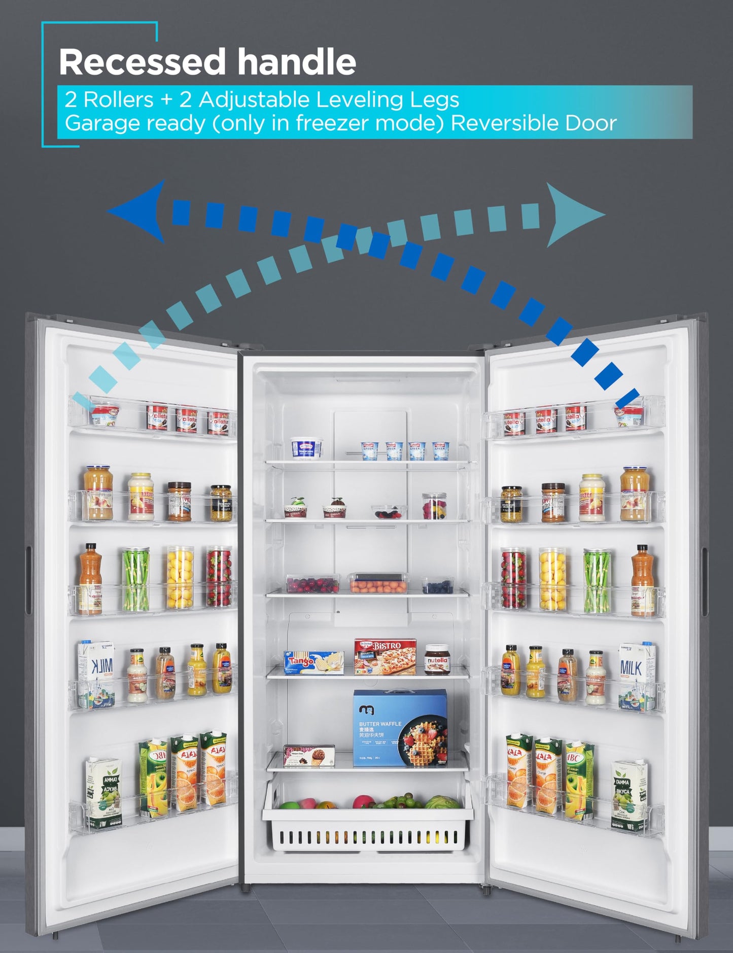 BLACK+DECKER 21.2 Cu. Ft. Convertible Freezer Refrigerator, Upright Freezer with Glass Shelves, Reversible Door,ENERGY STAR rated, Frost Free, BUC2120MB, Black