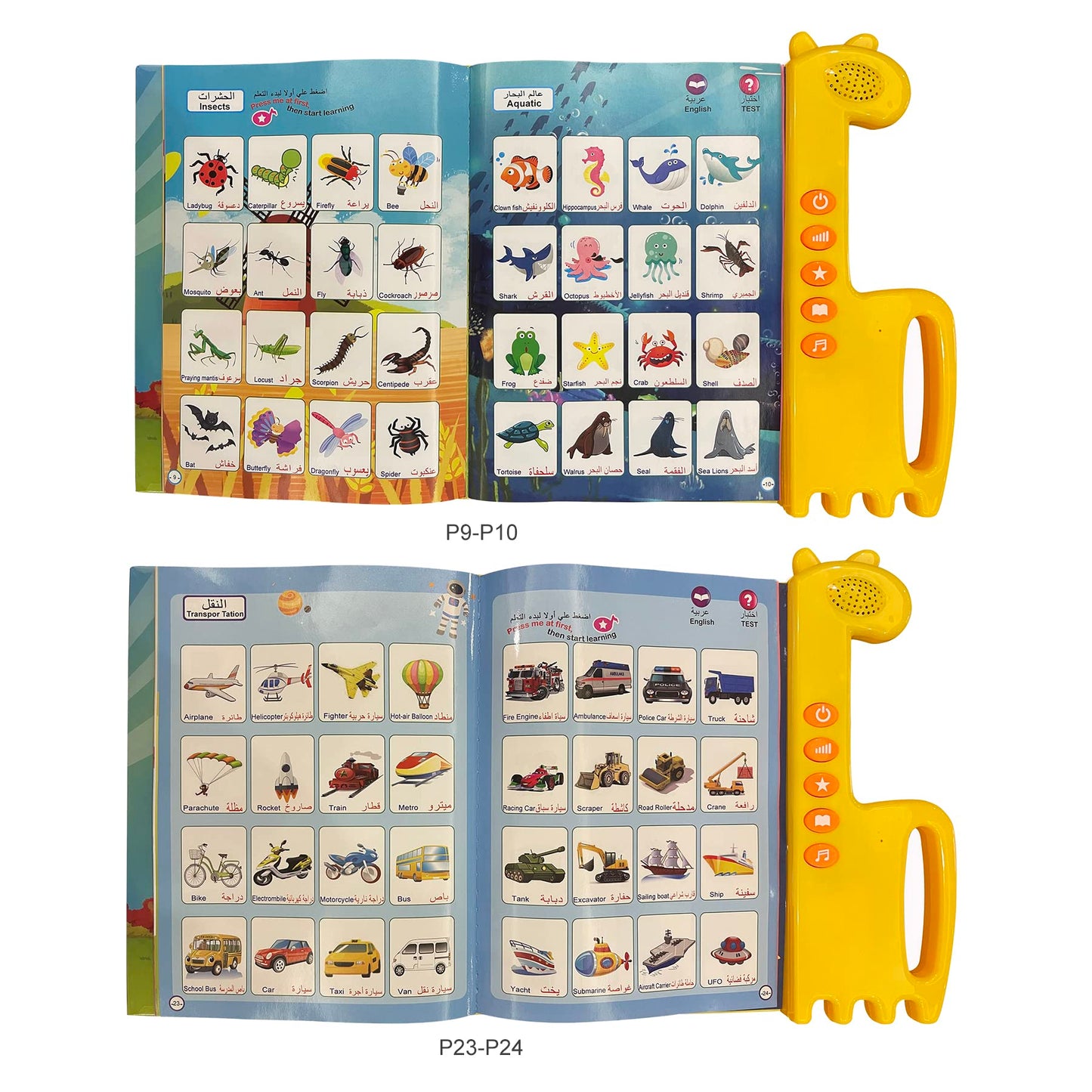 Arabic Alphabet for Kids, Master The Arabic Alphabet Music and 300 Words of Everyday Life, Learning Quran in Arabic for Beginners, Arabic English Bilingual Toys for Toddlers