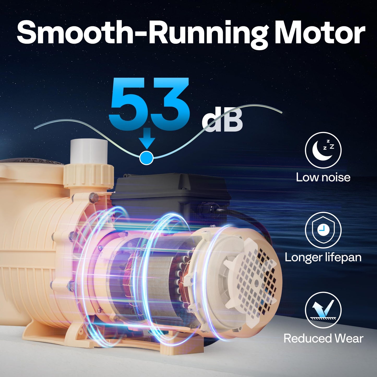 VIVOHOME 2.0HP 115V Variable Speed Pool Pump, Self-Priming Energy Saving, 1.5" & 2" Inlet w/Strainer Basket for in/Above Ground Pools