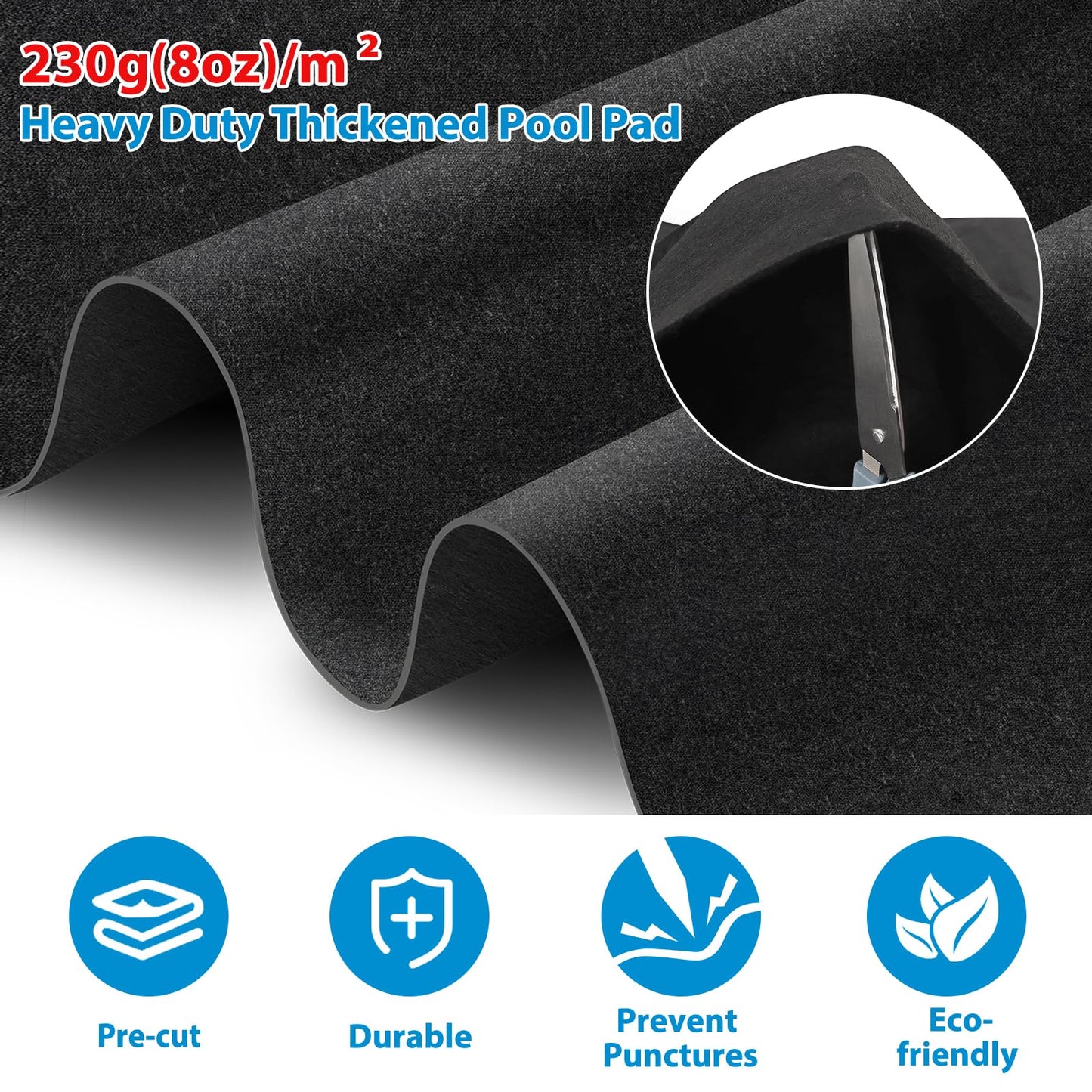 Thickened Pool Liner Pad for Above Ground Pool, 20’x 12’ Rectangle Under Pool Mat Padding, Pool Ground Pad Mat Under Pool for Pool Bottom, Prevent Punctures, Extend Liner Life