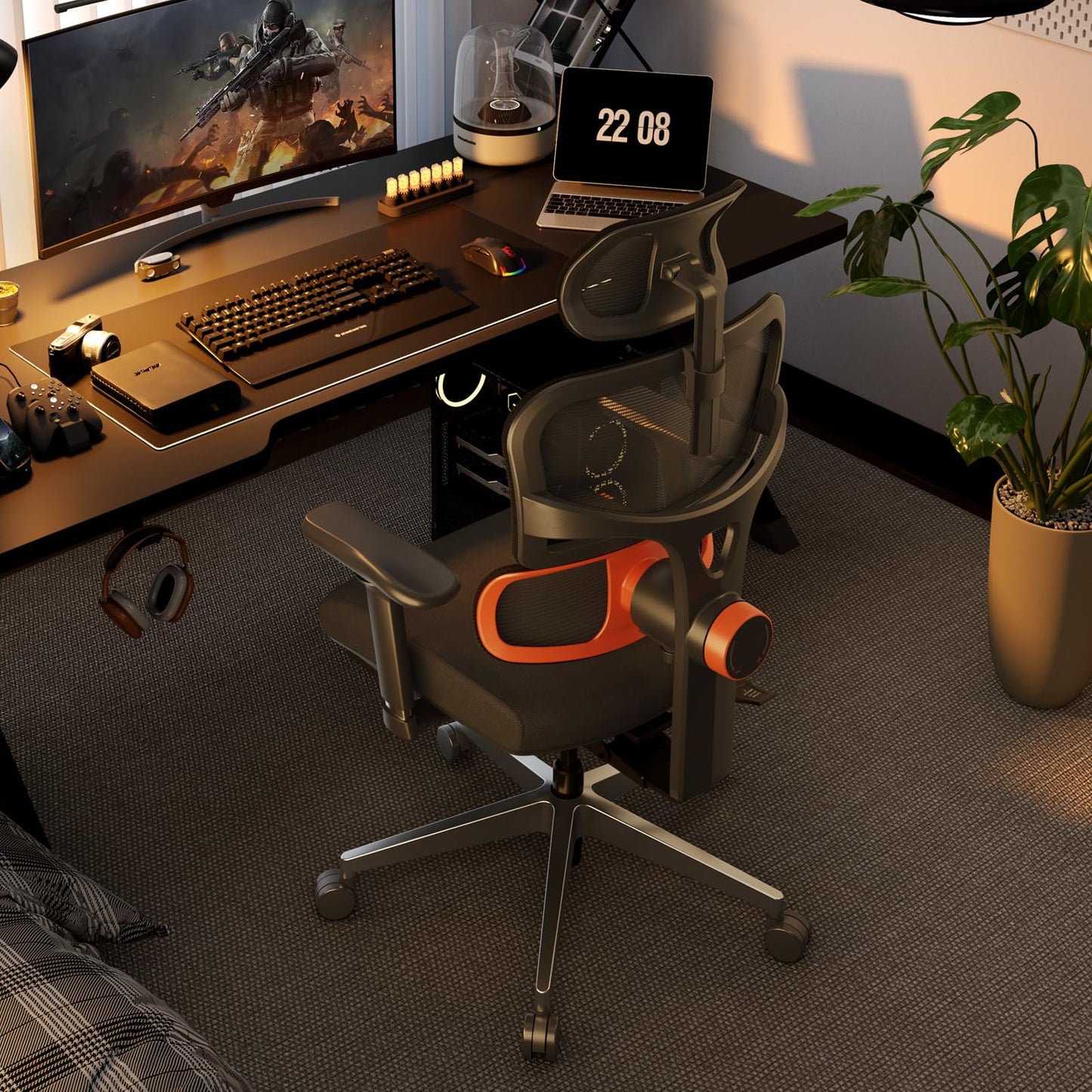 Newtral Ergonomic Office Chair with Fully Adaptive Lumbar Support, 136°Tilt Function, Computer Desk Chair with Soft 4D Armrest, Adjustable Headrest (Supreme Without Laptop Tray, Black)