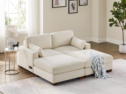 VANOMi Large Modular Sectional Sofa, Oversized Couch with Charging Station, Cloud Couch Deep Seat Sofa with Thick Cushion, Convertible Sectional Couches for Living Room Office Apartment