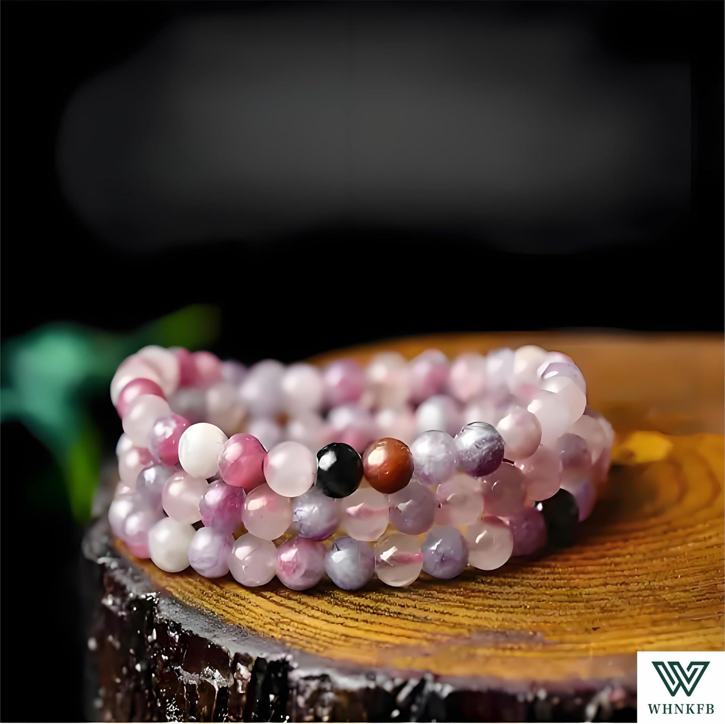 WHNKFB 6mm 100PCS Natural Watermelon Tourmaline Round Beads, Pink-Green Loose Gemstone Beads for Jewelry Making Craft - 6mm 8mm 10mm Options with Free Elastic Cord