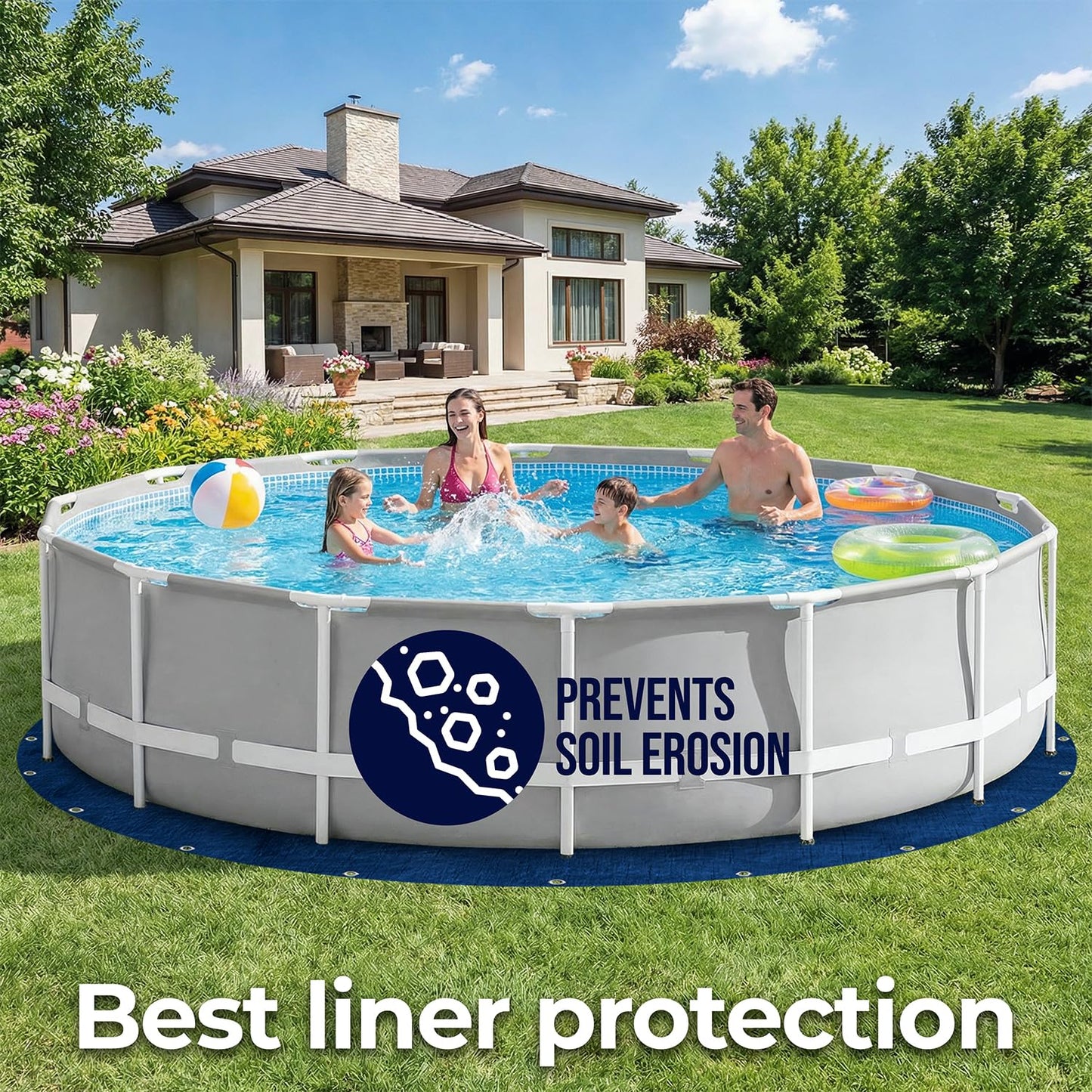 21 Ft Round Pool Liner Pad - Mat Tarp for Under Pool, Above Ground Pool Mat, Pool Ground Cloth, Pool Bottom Pad, Waterproof PE Tarp, Puncture Protection & Extend Liner Life (Round)