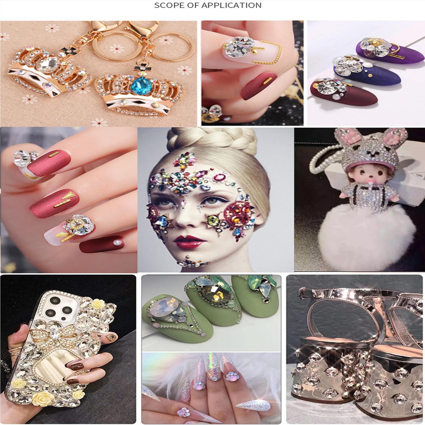 2 Styles Flower Nail Charms 3D Resin Floral Nail Gems Cute Colorful Red Blue Pink Petal Nail Jewels Spring Summer Hibiscus Hawaii Flowers Nail Art Supplies for Women DIY Acrylic Nail 12 Grids 1 Box