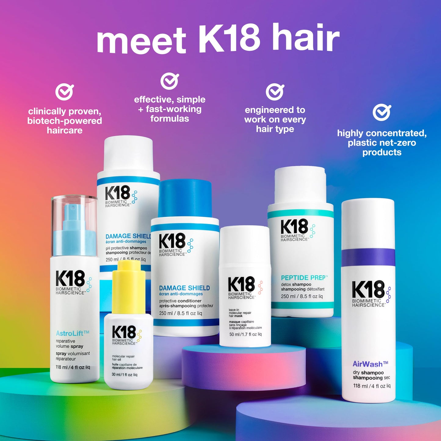 K18 Molecular Repair Hair Oil - Strengthening Peptide Damaged Hair Treatment Oil - 24-Hour Frizz Control + Heat Protectant - Helps Reduce Split Ends + Boost Shine (1 Fl oz)