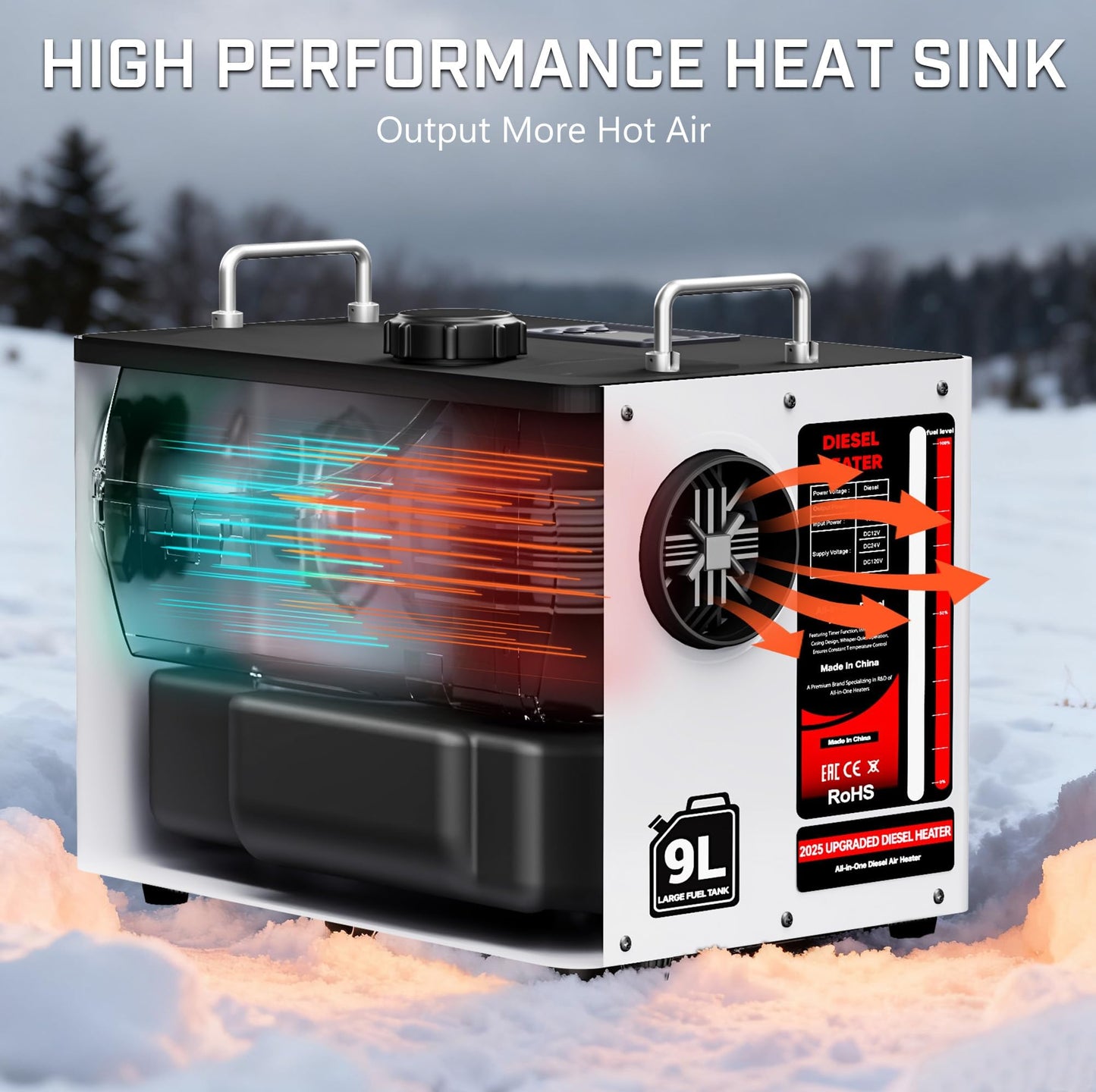 Dkenicor 8KW Diesel Heater, 9L Tank 12V/24V/110V/240V All in One Diesel Air Heater with LCD Switch, Remote Control, for Truck, RV, Home, Car, Campers, Boat, White(No Battery Only Tool)