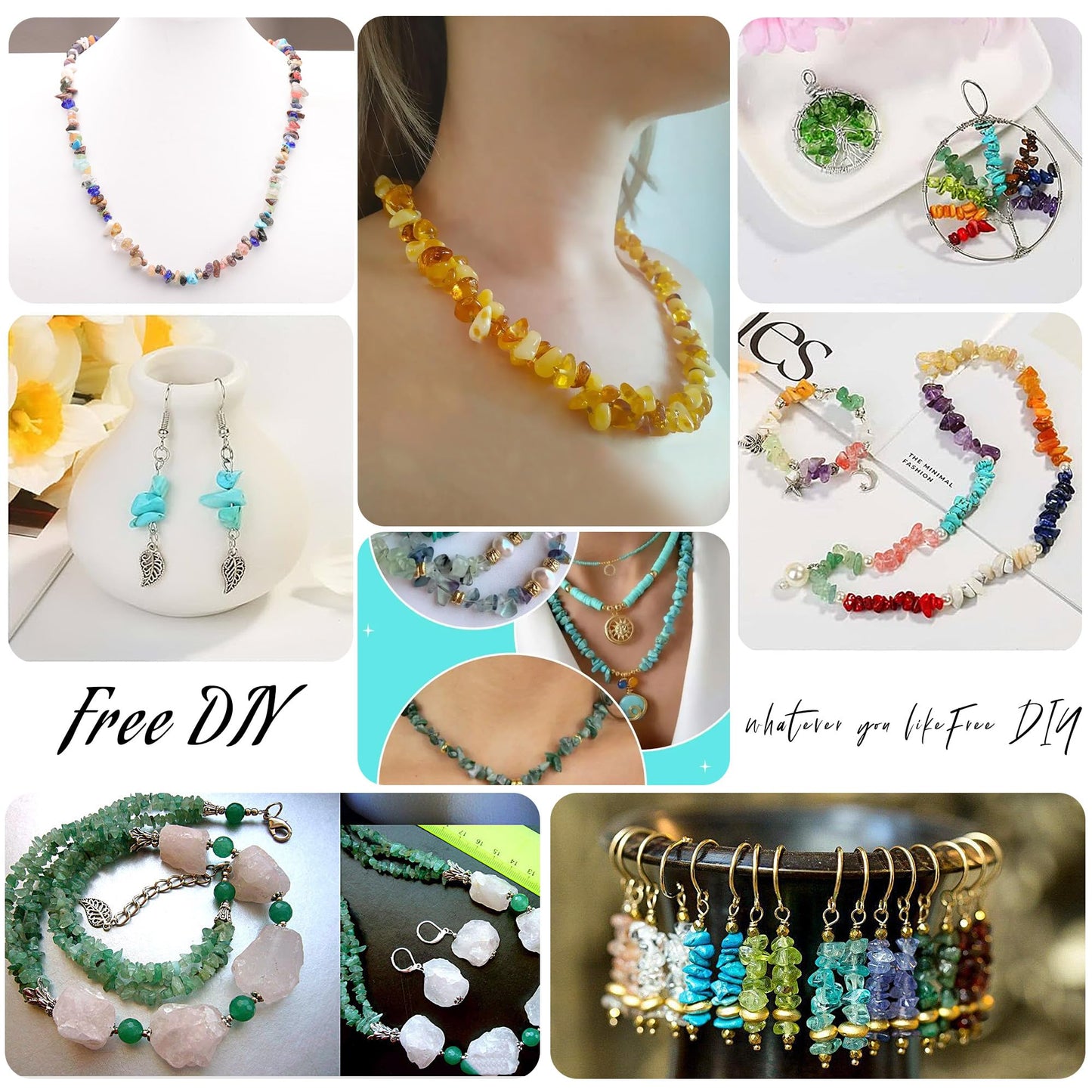 Youngbling Natural Chip Stone Beads 450 Pcs 5-8mm Healing Crystal Irregular Gemstone Drilled Lose Rocks Green Aventurine Beads Bulk for Bracelet Jewelry Making