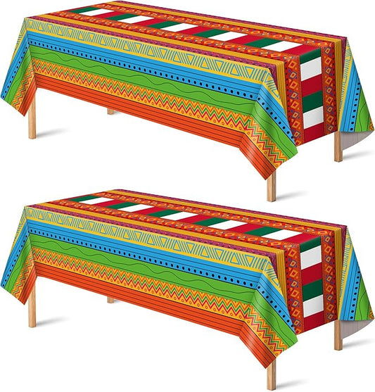 OHOME Cinco De Mayo Decorations - Fiesta Party Decorations - Fiesta Plastic Tablecloth for Taco - Mexican Theme Birthday Accessories Favors Decor,2 Pack
