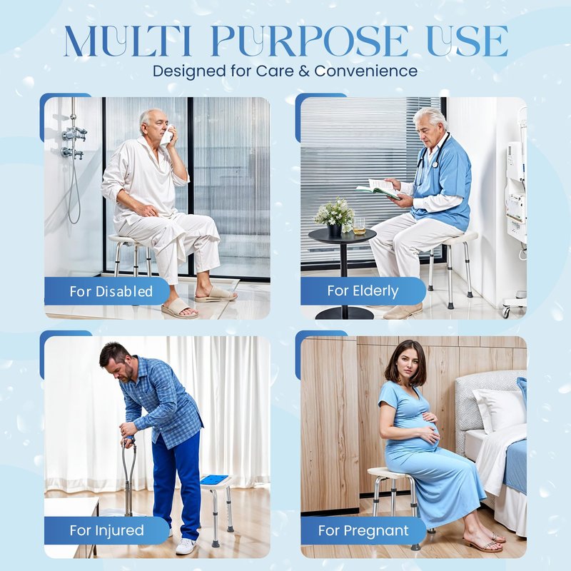 Dr.Kays Shower Chair for Inside Bathroom 350 lbs Shower Stool with Adjustable Height, Portable Heavy-Duty Bath Bench Padded Seat for Inside Tub Bathroom Chair for Elderly and Disabled FSA/HSA Eligible